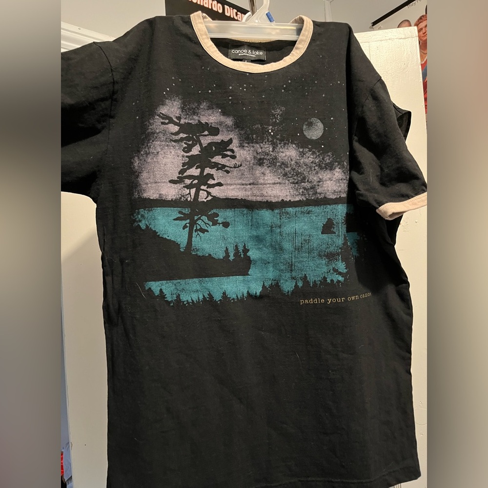 Black Graphic Tee with Nature Scene